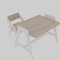 Kids Table and Chair Set with Light Wooden Top White Frame Modern Design for Children
