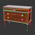 Vintage Wooden Dresser With White Marble Top Three Drawers Gold Accents