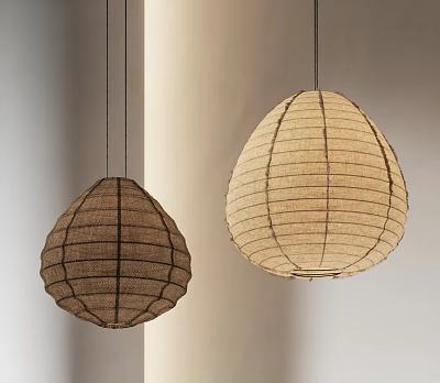 Woven Pendant Lights In Light And Dark Tones With Modern Spherical Design 3d model