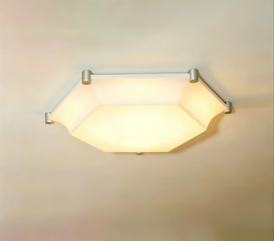 Modern Hexagonal White Ceiling Light With Metal Frame For Indoor Lighting 3d model