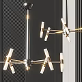 Modern Interior Chandelier Design With Multiple Metal Arms And White Light Fixtures