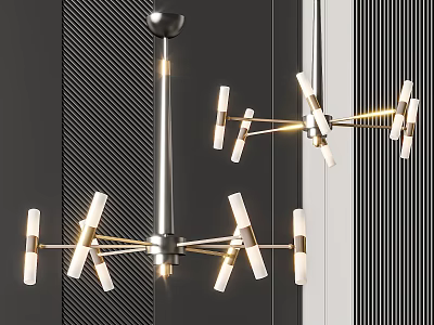 Modern Interior Chandelier Design With Multiple Metal Arms And White Light Fixtures 3d model