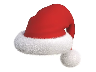 Red Santa Hat With White Faux Fur Trim And Pom Pom For Festive Christmas 3d model