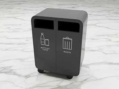 Public Dual Compartment Trash Bin With Recyclable And Waste Labels 3d model