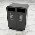 Public Dual Compartment Trash Bin With Recyclable And Waste Labels 3d model