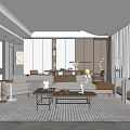 Modern Guest Restaurant Sofa Coffee Table Combination Dining Table and Chair Combination 3d model