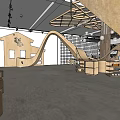 Indoor Play Area Interior Design With Wooden Slide And Curved Structures