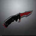 Tactical Red And Black Knife With Serrated Blade Carbon Fiber Handle Reflective Finish