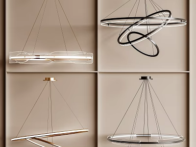 Modern Chandeliers With Unique Spiral Circular Linear And Metal Glass Designs 3d model