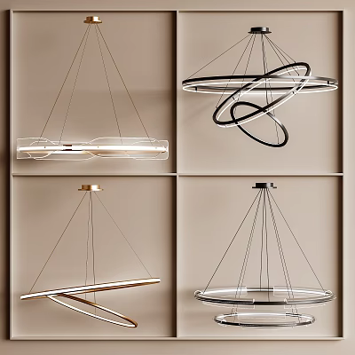 Modern Chandeliers With Unique Spiral Circular Linear And Metal Glass Designs 3d model