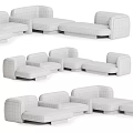Modern Modular Sectional Sofa in Beige Fabric with Comfortable Seats and Wooden Legs