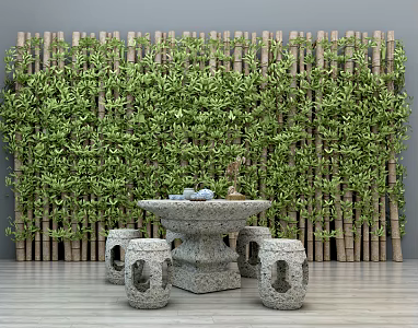 Chinese Style Outdoor Tables and Chairs Garden Sapes 3d model