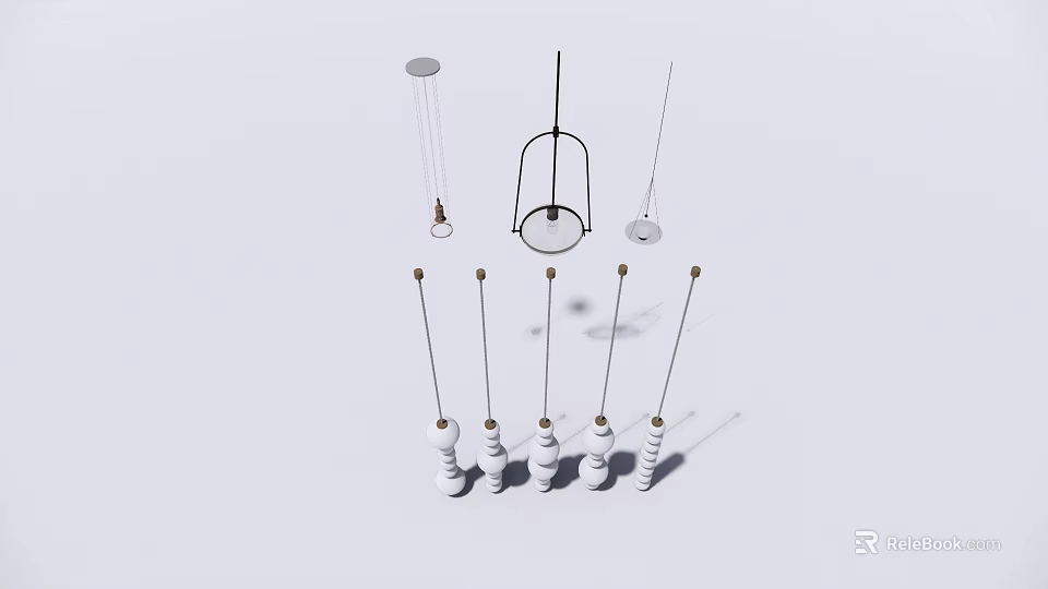 Modern Pendant Lights With Contemporary Design And Stylish White Base Frames 3d model