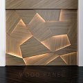 Modern Wall Design With Geometric Wooden Panels And Ambient Lighting 3d model