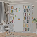 White Bookshelf With Colorful Alphabet Letters And Organized Books In Study Area