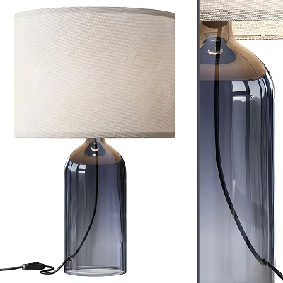 Sleek Modern Blue Glass Table Lamp With Light Shade And Curved Design 3d model