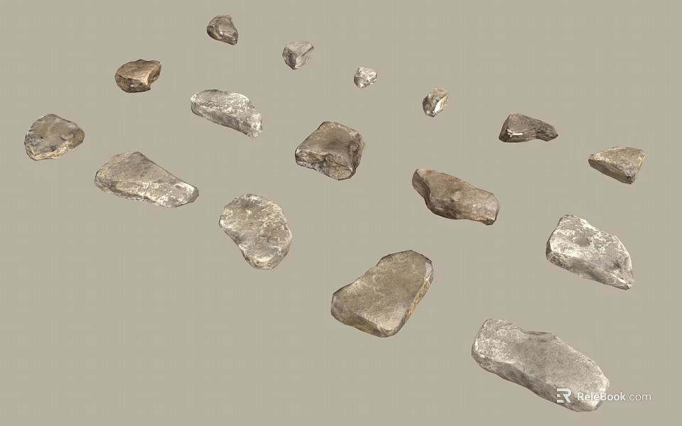 Natural Stone Pieces With Various Shapes And Different Sizes For Decoration Projects 3d model