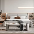Modern Bedroom Interior Design With White Wardrobes Headboard Bed Small Table And Green Chair