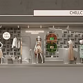 CHILLCHAN Shop Window Display With Mannequins Dresses Balloons Grid Shelves And Essential Collection