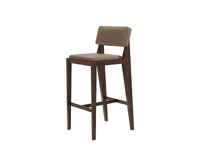 Modern Minimalist Bar Stool With Wooden Frame And Upholstered Seat 3d model