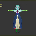 Anime Nun Character With Blue And White Robe Standing With Arms Outstretched