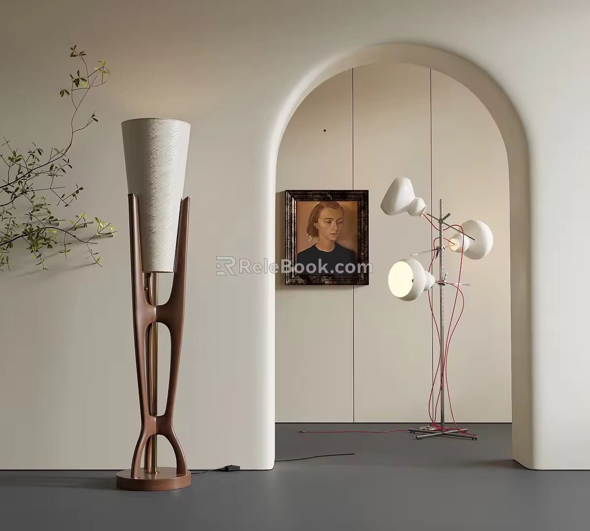 French Cream Middle Ancient Floor Lamp Decorative Lamp Floor Lamp Combination 3d model