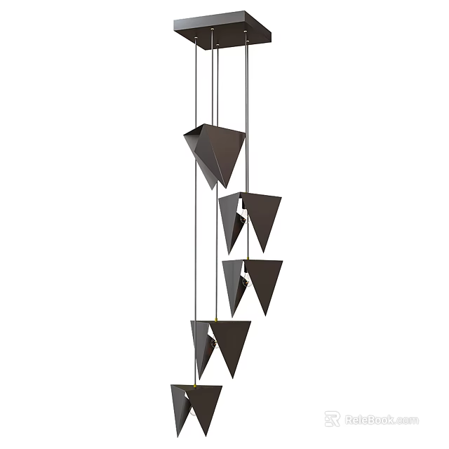 Modern Geometric Chandelier with Triangular Metal Frames and Hanging Structure for Interior Decor 3d model