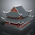 Ancient Chinese Architecture With Multi Tiered Gray Tile Roof Upturned Eaves And Wooden Structure