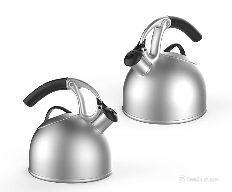 Stainless Steel Kettles With Black Handles For Household Daily Use 3d model 