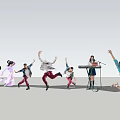 People Engaged in Diverse Activities Including Dancing Playing Music and Gymnastics