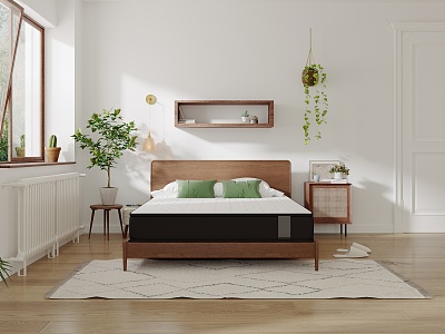 Modern Double Bed Simple Solid Wood Bed model