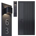 Sleek Black Security Door With Blue Light Strip Secure Lock And Modern Design 3d model