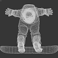 Child Snowboarding In Colorful Jacket With Helmet And Goggles On Snowboard