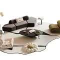 Modern Gray L shaped Sofa and Coffee Table Set with Green Armchair Floor Lamp and Rug