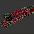 Vintage Steam Train Model Red And Black With Shiny Surface Multiple Wheels On Reflective Background