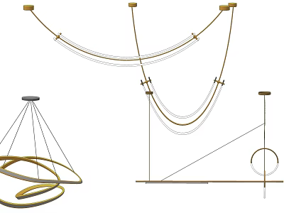 Elegant Modern Circular Metal Hanging Chandelier Design For Home Interior Decor 3d model