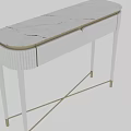 Elegant White Desk With Gold Accents Cross Leg Design And Drawers For Home Office