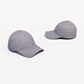Two Light Gray Baseball Caps With Minimalist Design Cloth Material On White Background