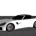 White Mercedes AMG Convertible Sports Car Featuring Black Top And Sporty Exterior Design