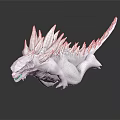Game Movie Character 3D Model White Spiked Dragon with Tail Detailed Design