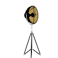 Modern Black and Gold Floor Lamp with Tripod Stand Metallic Frame and Gold Reflective Interior