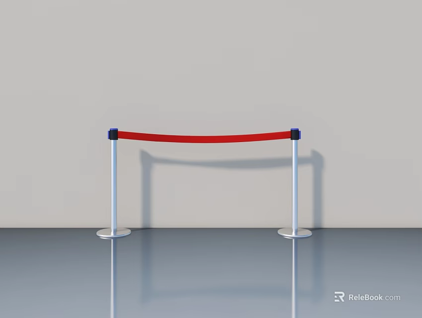 Modern Swing Door With Red Strap And Silver Poles Design 3d model 