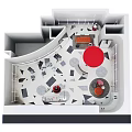 Modern Fashion Clothing Store Interior With Mannequins Red Decor Clothing Racks Display Tables and Lighting