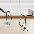 Modern Bar Stools With White Seats Metal Frames And Round Bases By Window Blinds 3d model