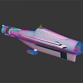 Modern Military Submarine with Silver Blue Exterior and Streamlined Naval Structure