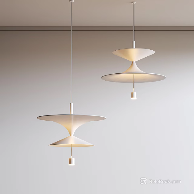 Modern White Pendant Lights With Layered Disc Design For Minimalist Interior 3d model 