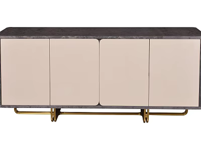 Elegant Modern Sideboard With Light Colored Doors Dark Marble Top And Gold Metal Legs 3d model
