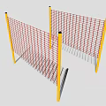 Red Mesh Fence With Yellow Posts For Safety And Security Applications