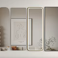 Modern Interior Decor With Various Mirrors Artwork And Green Plants In Living Room