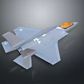 Modern Military Fighter Jet Model With Gray Body And Orange Cockpit
